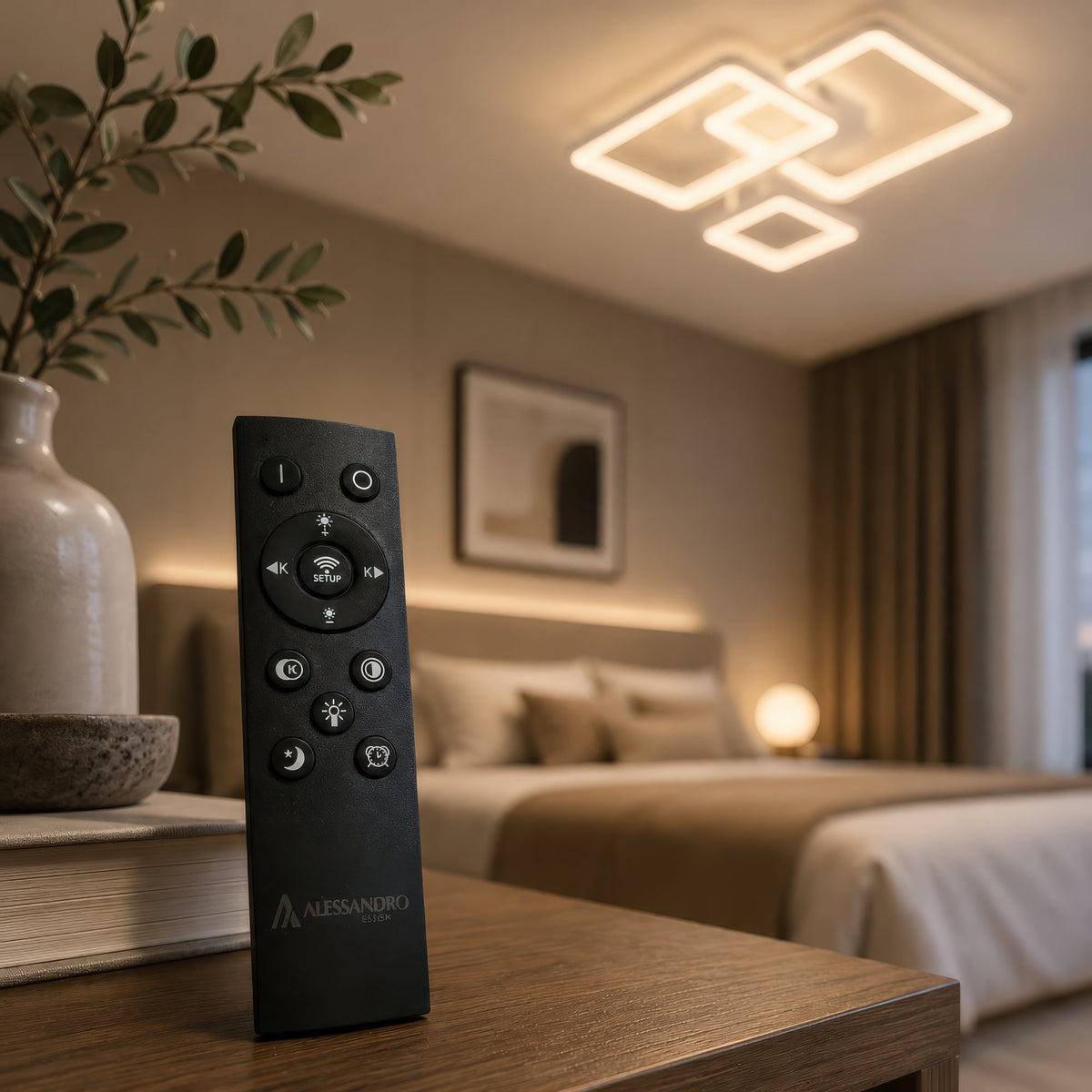LED luster s diaľkovým ovládačom ZOE, 60 W, 3 štvorce, studené/cieple/neuterálne svetlo, stmívateľný, biela farba, kov a akryl, imaginea 3