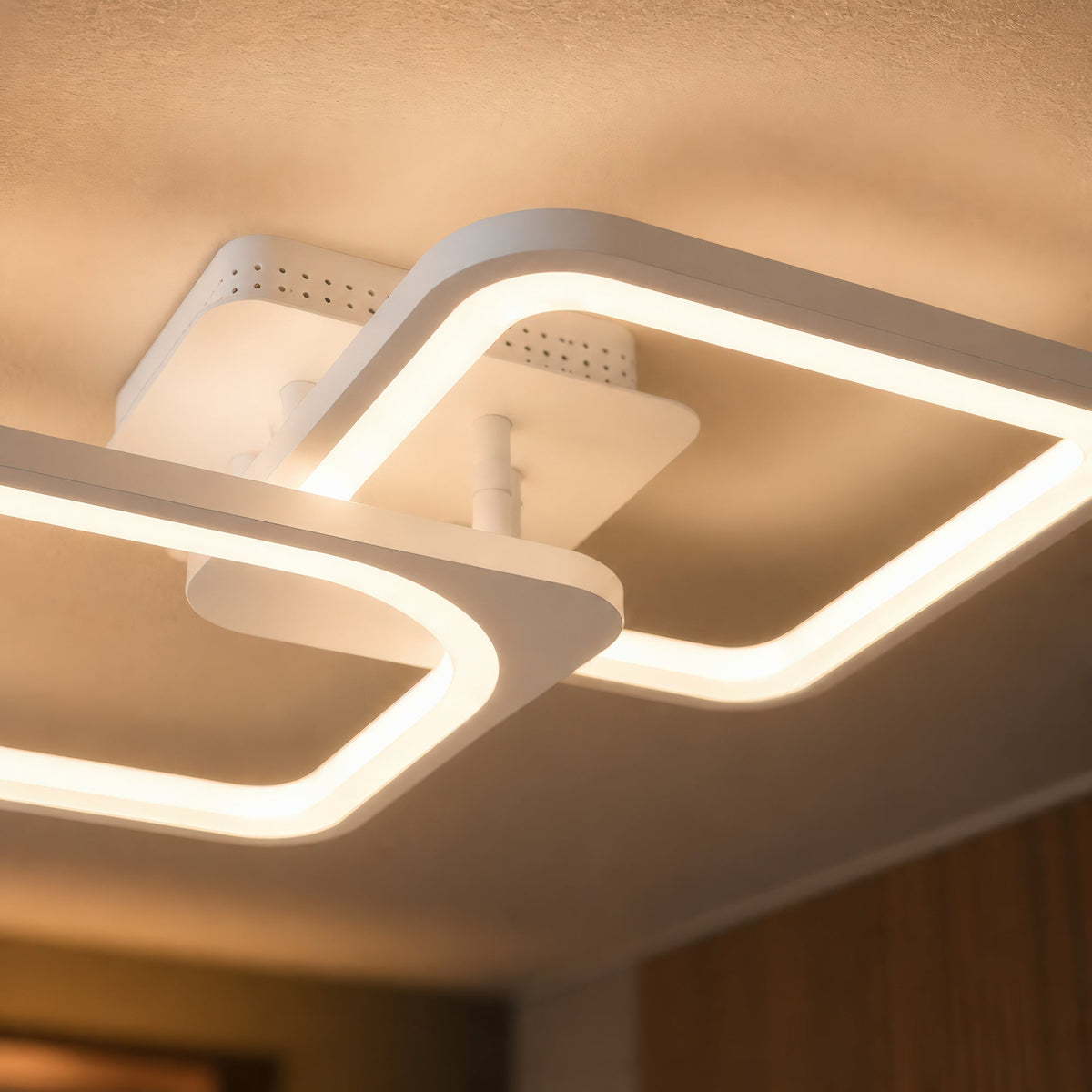 Lustra LED cu telecomanda ZOE 41W, 2 Patrate,  lumina Rece/Calda/Neutra, Dimabila, Alb, imaginea 9