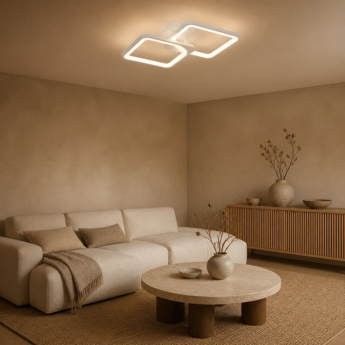 Lustra LED cu telecomanda ZOE 41W, 2 Patrate,  lumina Rece/Calda/Neutra, Dimabila, Alb, imaginea 11