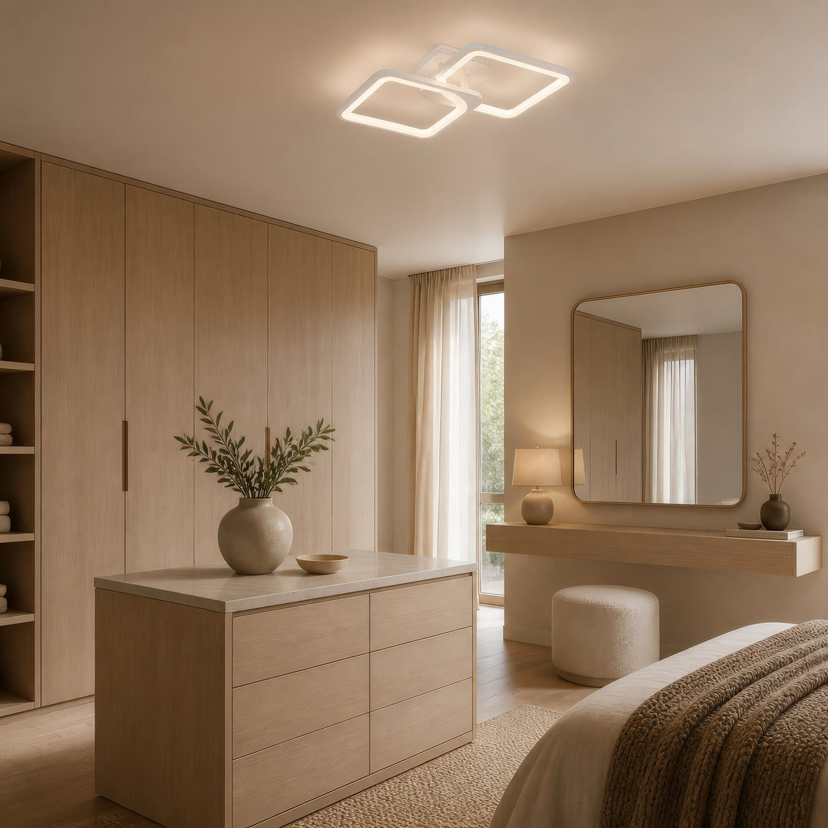 Lustra LED cu telecomanda ZOE 41W, 2 Patrate,  lumina Rece/Calda/Neutra, Dimabila, Alb, imaginea 12