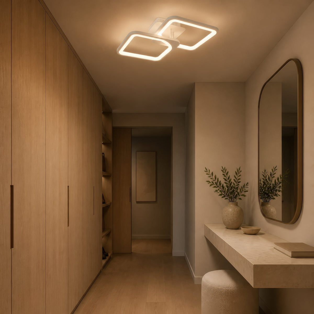 Lustra LED cu telecomanda ZOE 41W, 2 Patrate,  lumina Rece/Calda/Neutra, Dimabila, Alb, imaginea 13