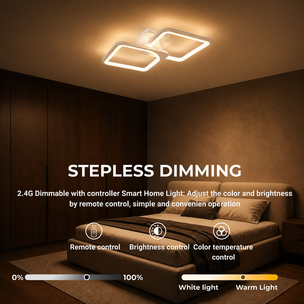 Lustra LED cu telecomanda ZOE 41W, 2 Patrate,  lumina Rece/Calda/Neutra, Dimabila, Alb, imaginea 4