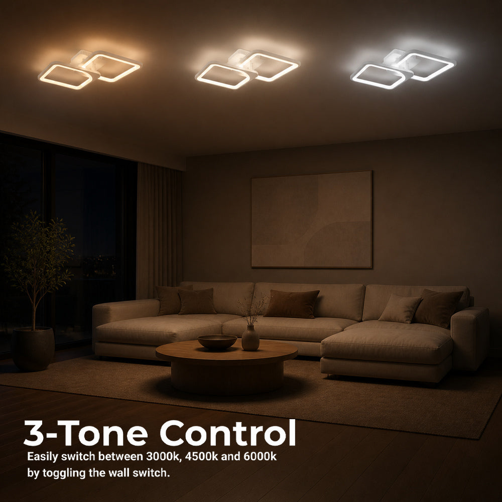 Lustra LED cu telecomanda ZOE 41W, 2 Patrate,  lumina Rece/Calda/Neutra, Dimabila, Alb, imaginea 5