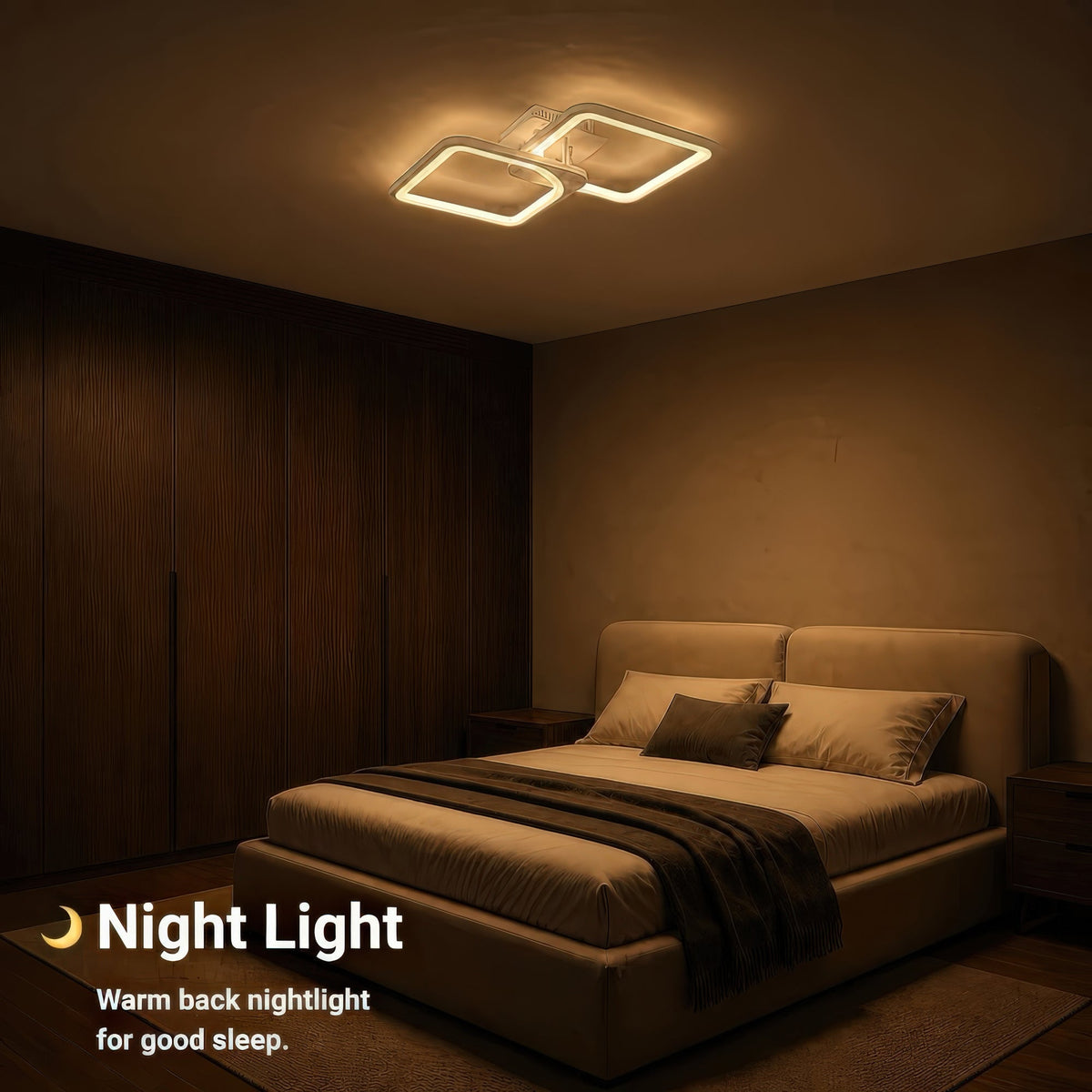 Lustra LED cu telecomanda ZOE 41W, 2 Patrate,  lumina Rece/Calda/Neutra, Dimabila, Alb, imaginea 6