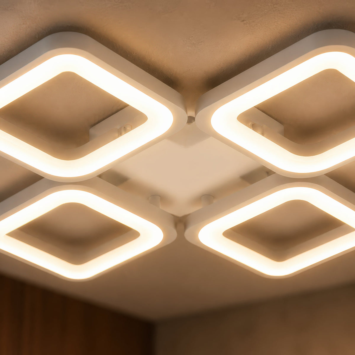Lustra LED cu telecomanda ZOE 53W, 4 Patrate, lumina Rece/Calda/Neutra, Dimabila, Alb, imaginea 9