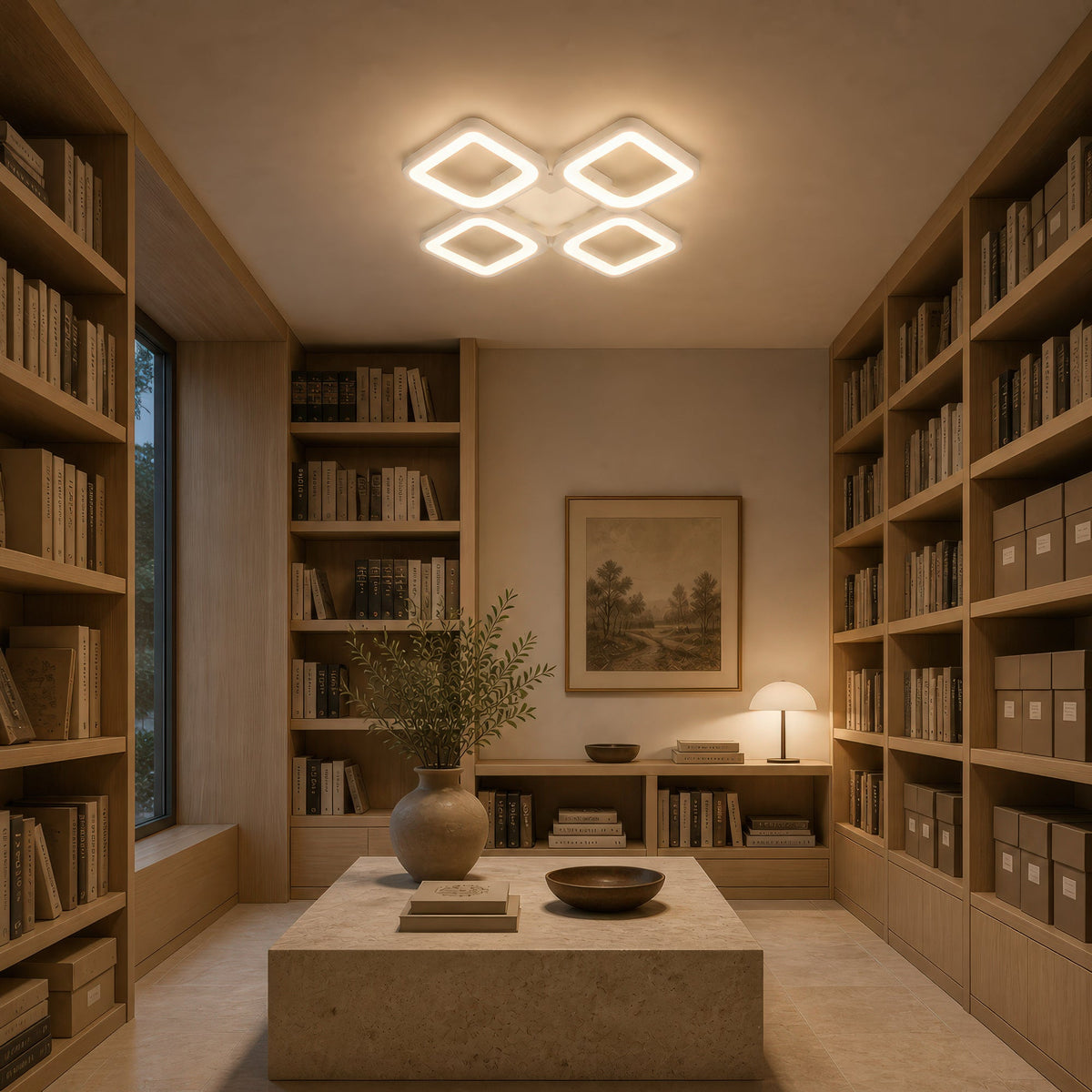 Lustra LED cu telecomanda ZOE 53W, 4 Patrate, lumina Rece/Calda/Neutra, Dimabila, Alb, imaginea 13