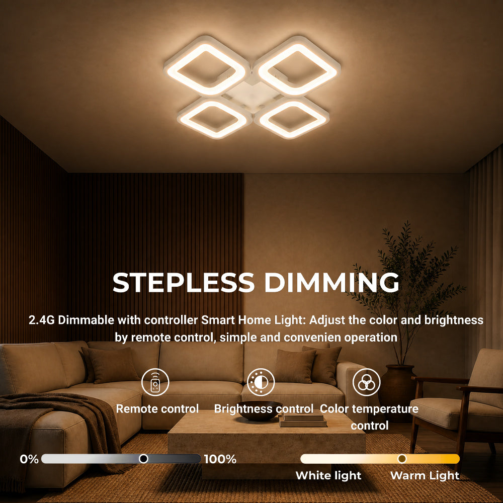 Lustra LED cu telecomanda ZOE 53W, 4 Patrate, lumina Rece/Calda/Neutra, Dimabila, Alb, imaginea 4