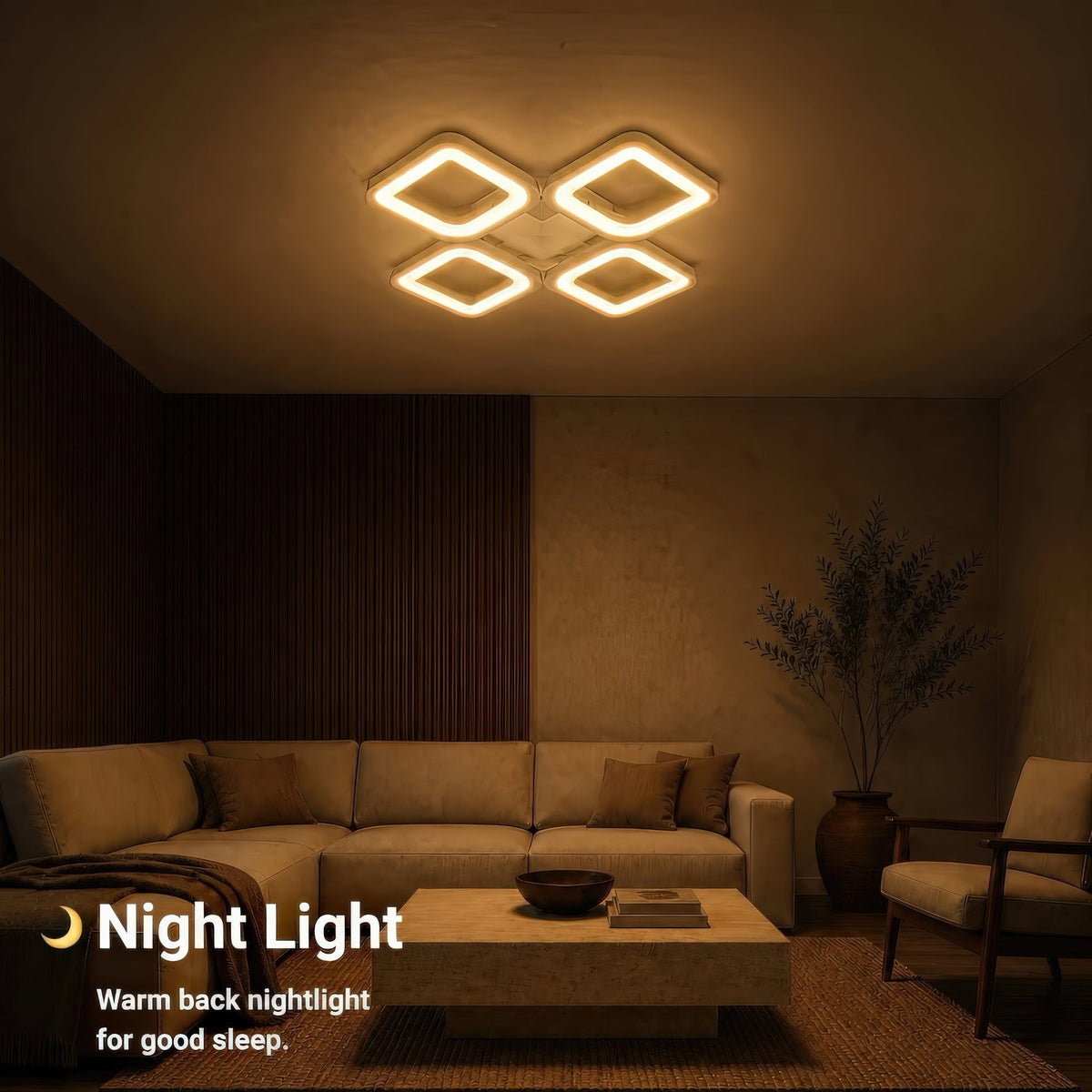 Lustra LED cu telecomanda ZOE 53W, 4 Patrate, lumina Rece/Calda/Neutra, Dimabila, Alb, imaginea 6