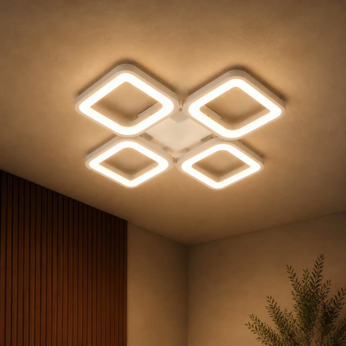 Lustra LED cu telecomanda ZOE 53W, 4 Patrate, lumina Rece/Calda/Neutra, Dimabila, Alb, imaginea 8