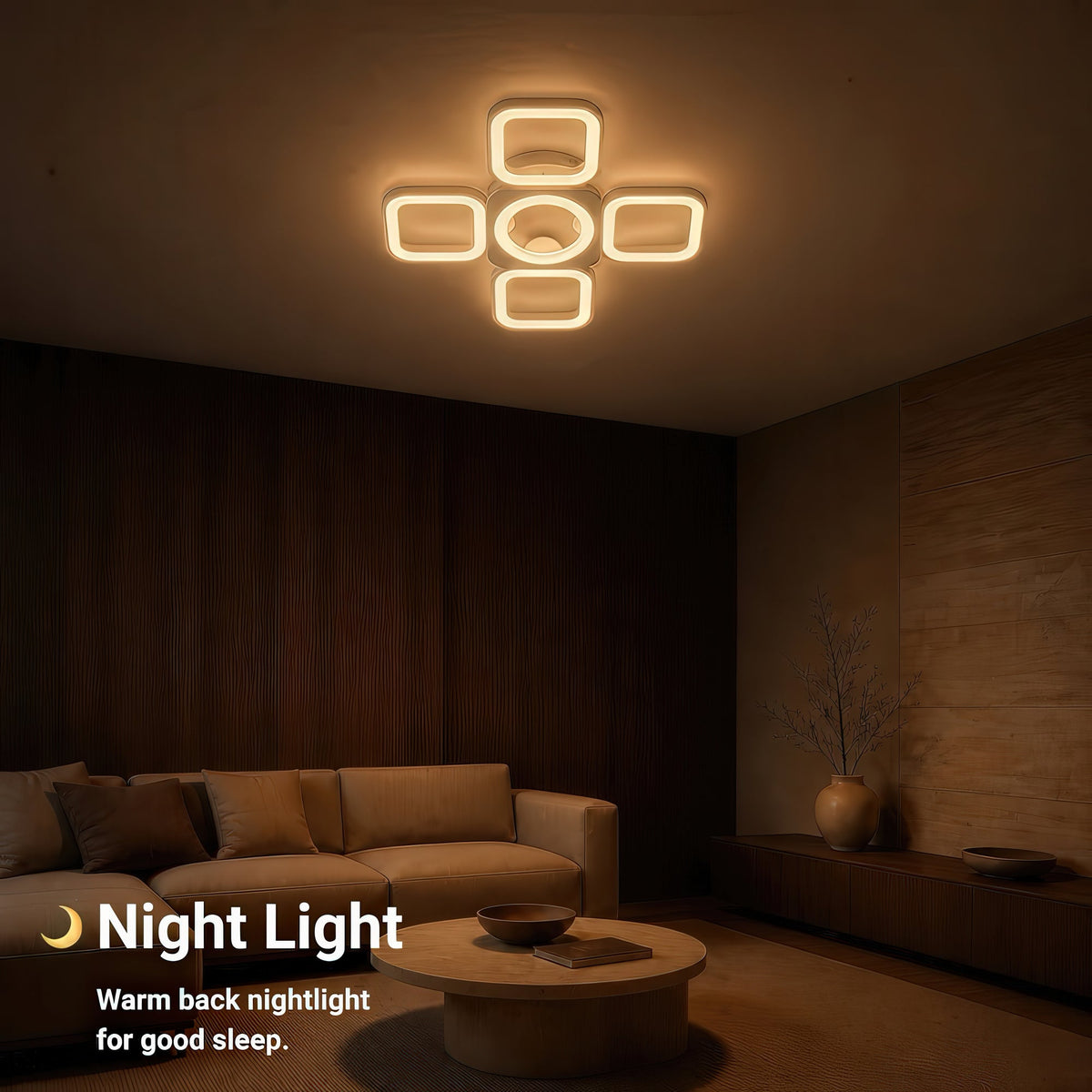 LED luster s diaľkovým ovládačom ZOE 70W, 5 štvorcov, studené/teplé/neuterálne svetlo, stmívateľný, biely, imaginea 5