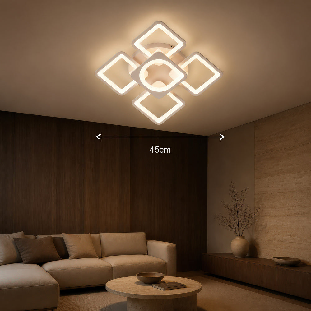 LED luster s diaľkovým ovládačom ZOE 70W, 5 štvorcov, studené/teplé/neuterálne svetlo, stmívateľný, biely, imaginea 6