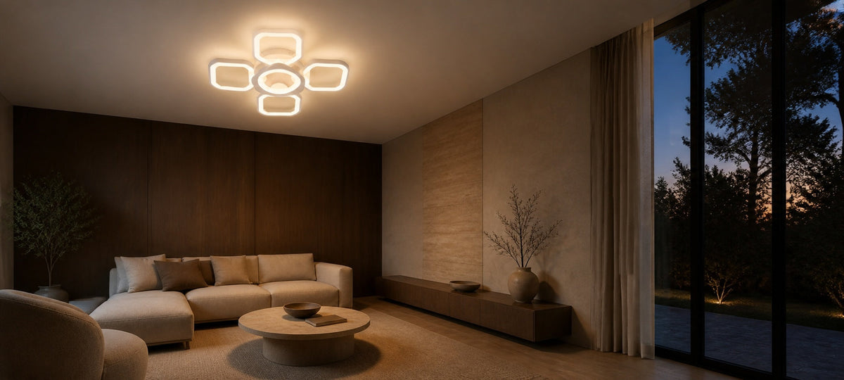 LED luster s diaľkovým ovládačom ZOE 70W, 5 štvorcov, studené/teplé/neuterálne svetlo, stmívateľný, biely, imaginea 14
