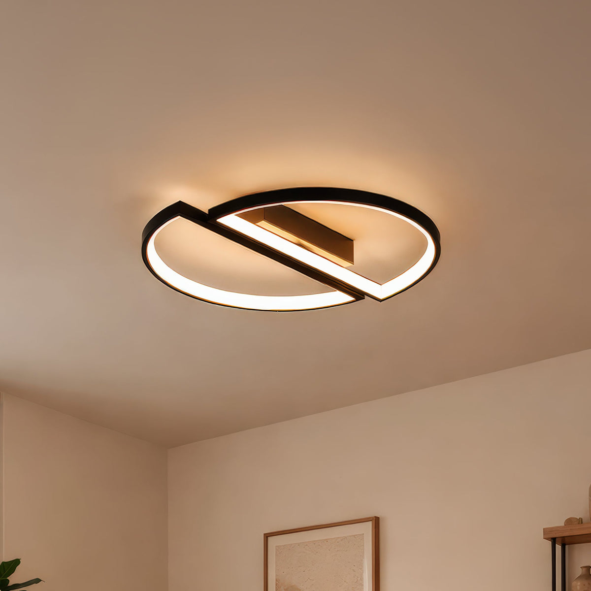 VECTOR ARCUS 52W LED Chandelier with Remote Control, 2 Elements, Cool/Warm/Neutral Light, Dimmable, Black, imaginea 1