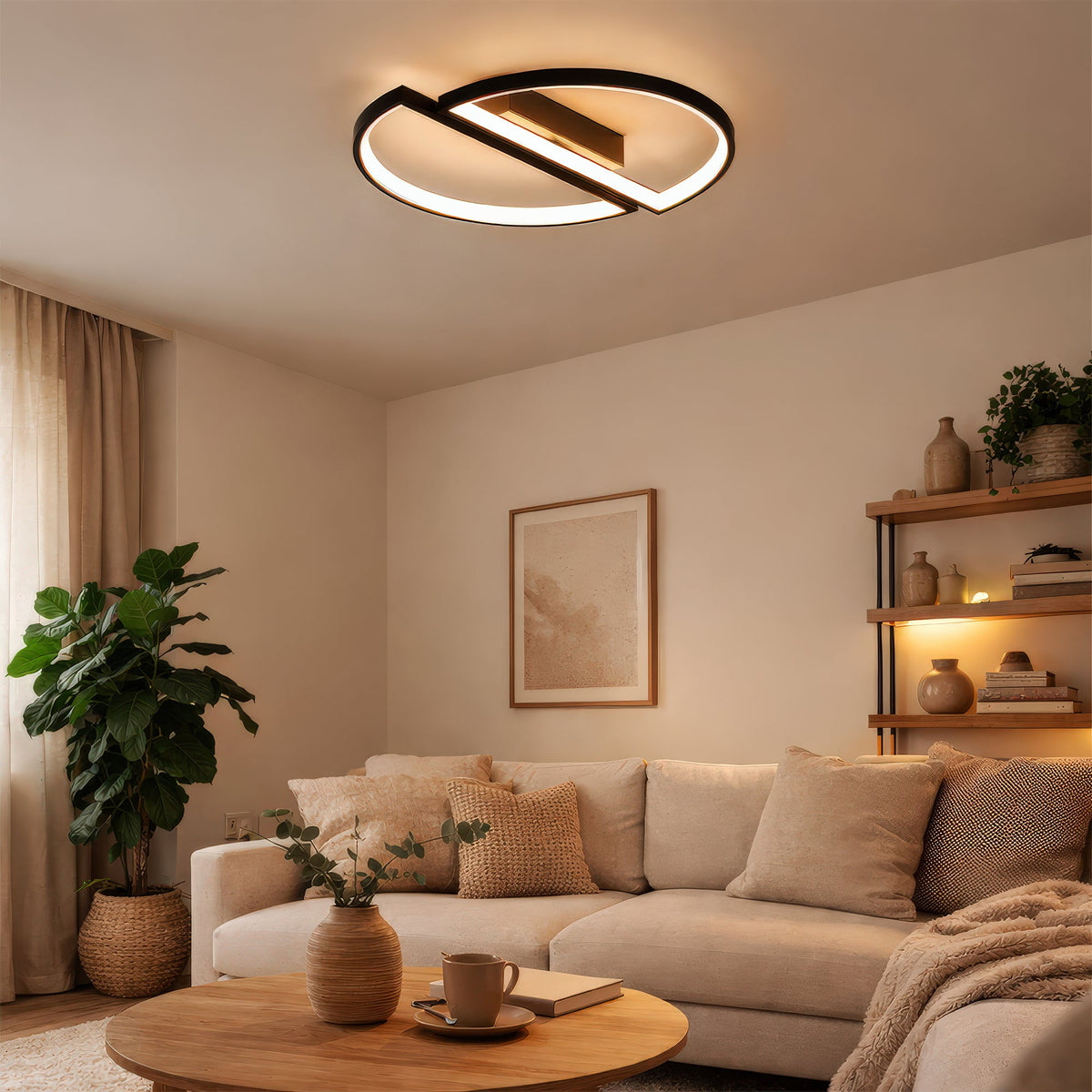 VECTOR ARCUS 52W LED Chandelier with Remote Control, 2 Elements, Cool/Warm/Neutral Light, Dimmable, Black, imaginea 10
