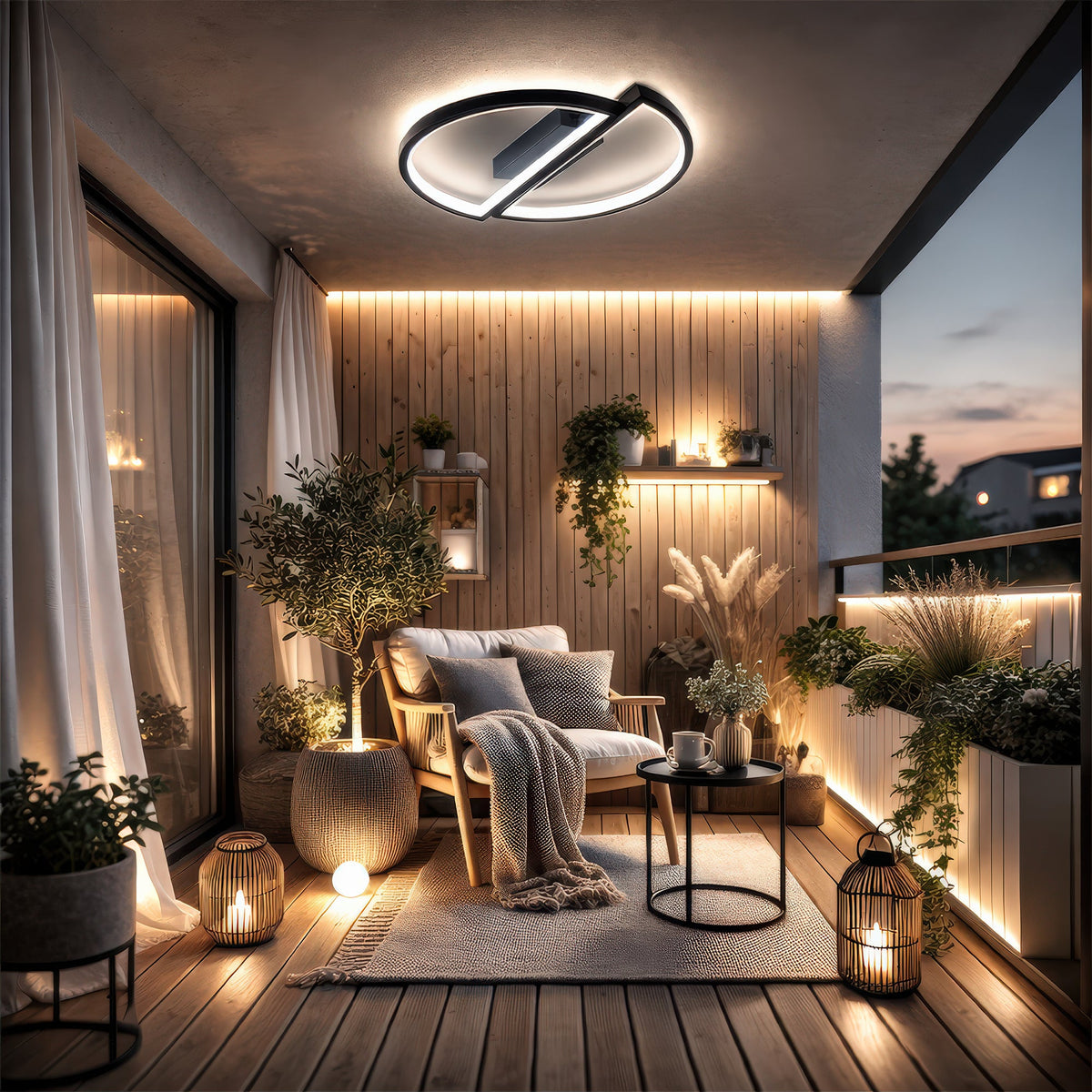 VECTOR ARCUS 52W LED Chandelier with Remote Control, 2 Elements, Cool/Warm/Neutral Light, Dimmable, Black, imaginea 12