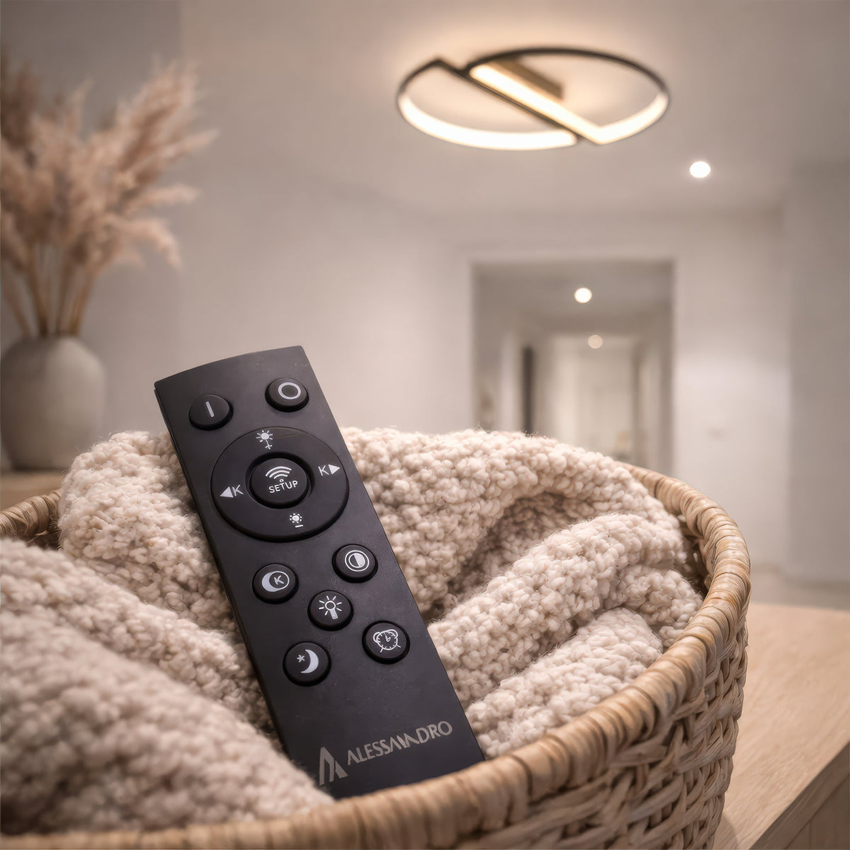 VECTOR ARCUS 52W LED Chandelier with Remote Control, 2 Elements, Cool/Warm/Neutral Light, Dimmable, Black, imaginea 3