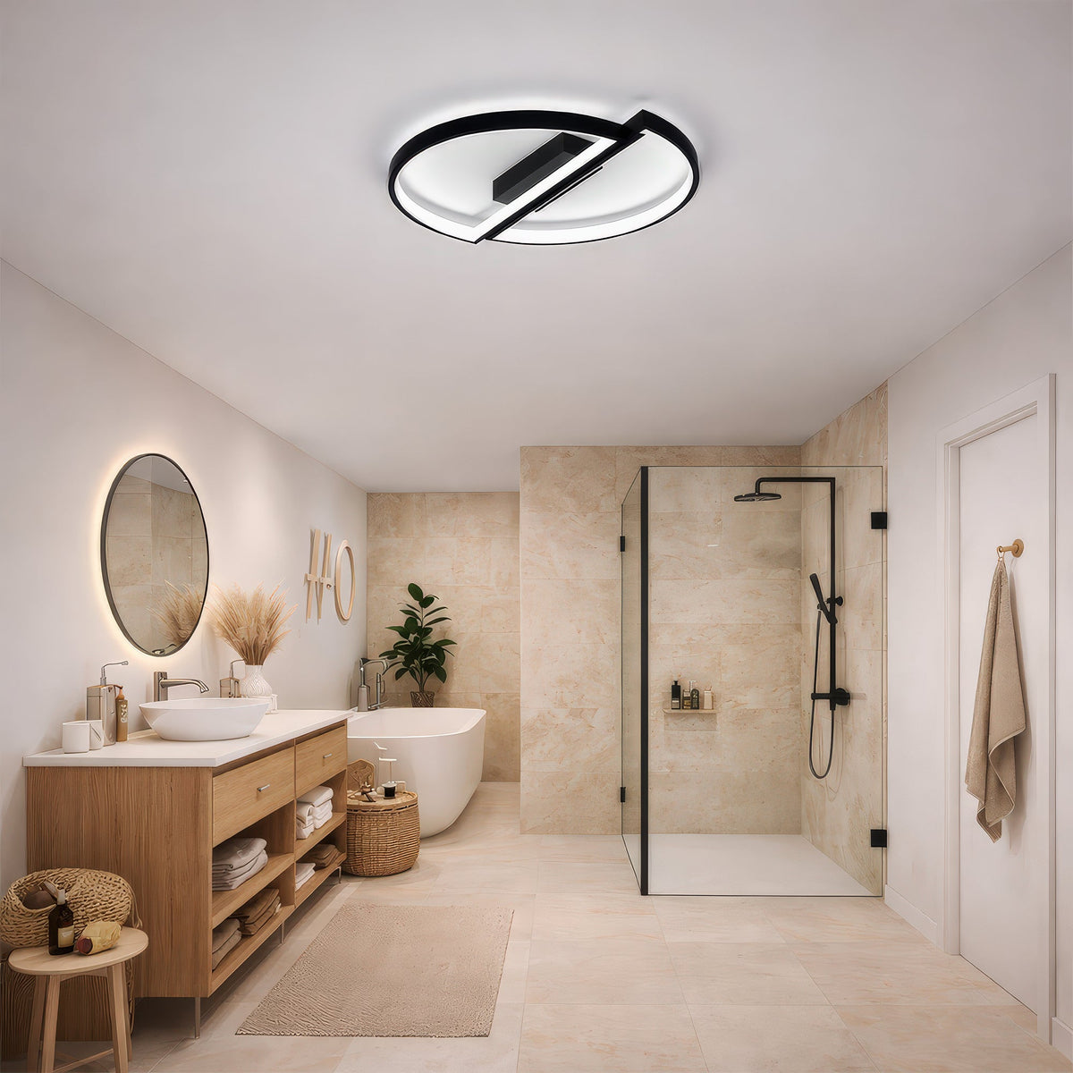VECTOR ARCUS 52W LED Chandelier with Remote Control, 2 Elements, Cool/Warm/Neutral Light, Dimmable, Black, imaginea 8