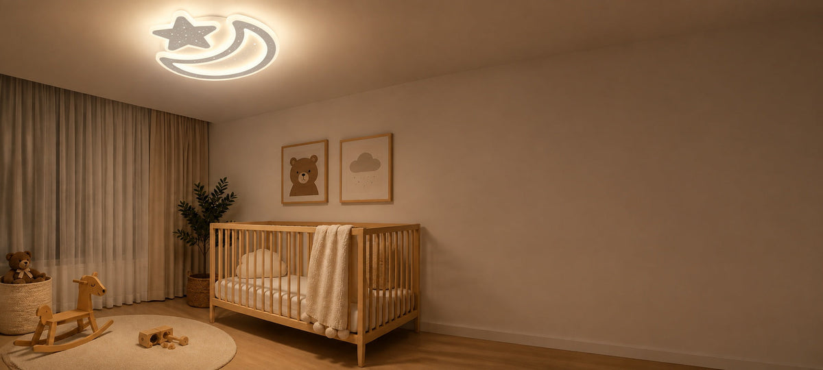 Lustra LED Nova cu Telecomanda, 89W,  Dimabil, Forma Luna si Stea, Alb, imaginea 14