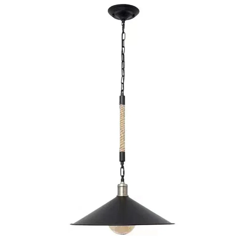 Lustra Franghie LV570/1BK, 1xE27, Diametru 26.5 cm, Inaltime 11 cm, IP20, Maro, Negru, Metal si Sfoara