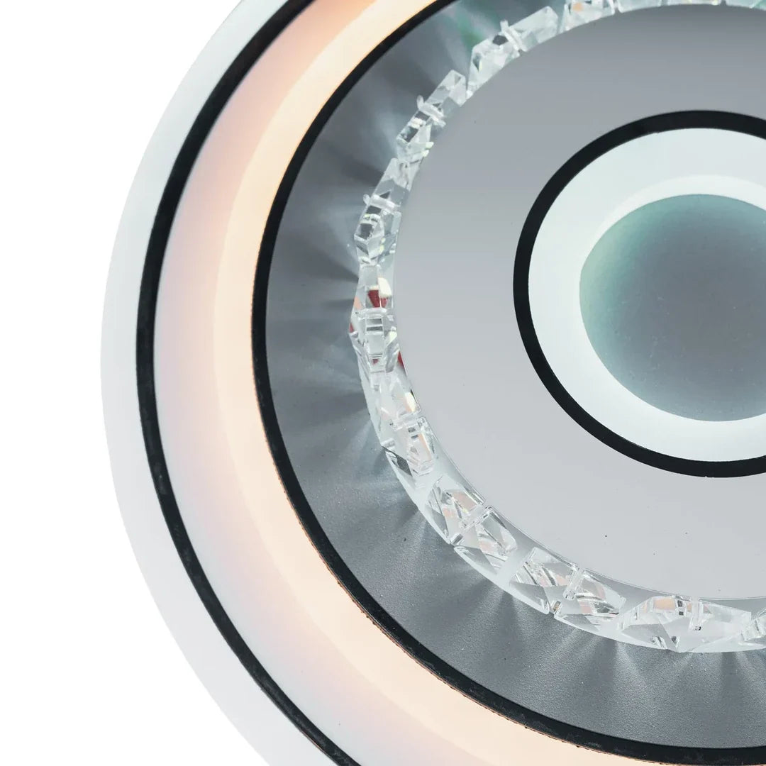 MITA 28W LED Crystal Chandelier, 20 cm Diameter, Round, Cool/Warm/Neutral Light, White, imaginea 2