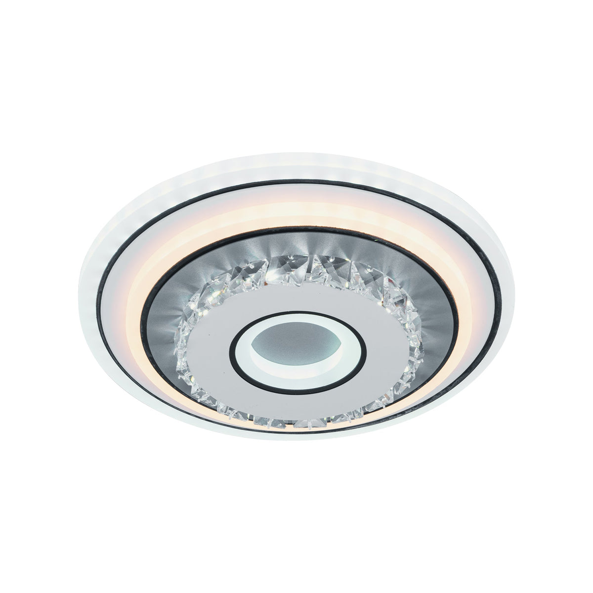 MITA 28W LED Crystal Chandelier, 20 cm Diameter, Round, Cool/Warm/Neutral Light, White, imaginea 4