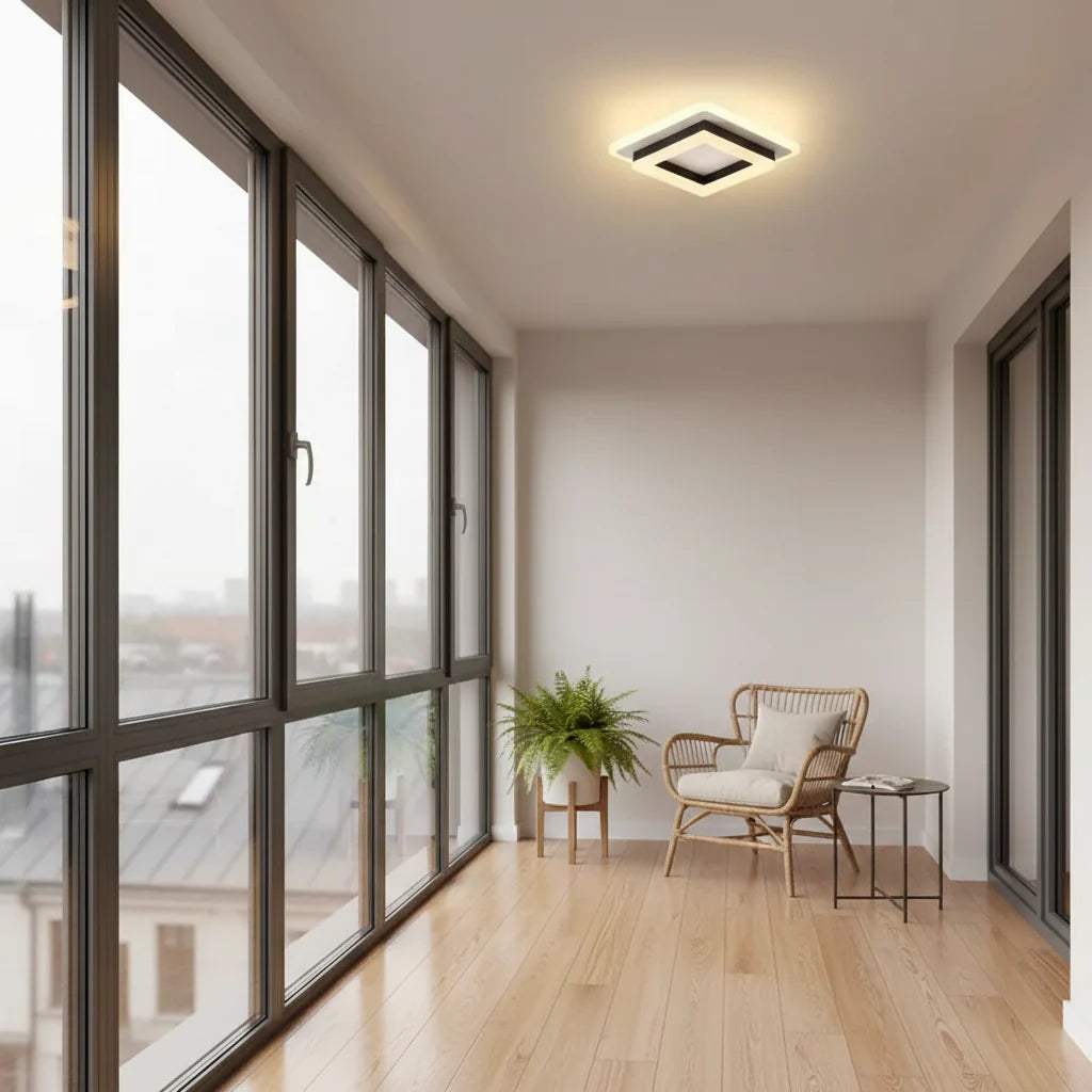 MODERNÝ LED lustr 25 W, Rozmery 19,5 × 19,5 cm, Šetrancový, Studené/Teplé/Neutrálne svetlo, Čierny, imaginea 4