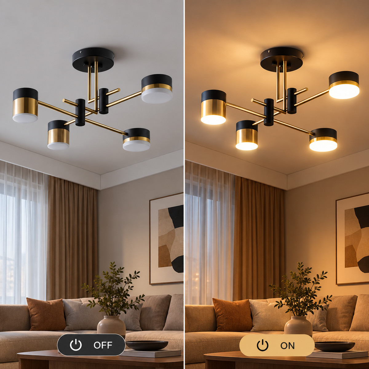 Lustra LED Palius 17W Negru, 4 Brate