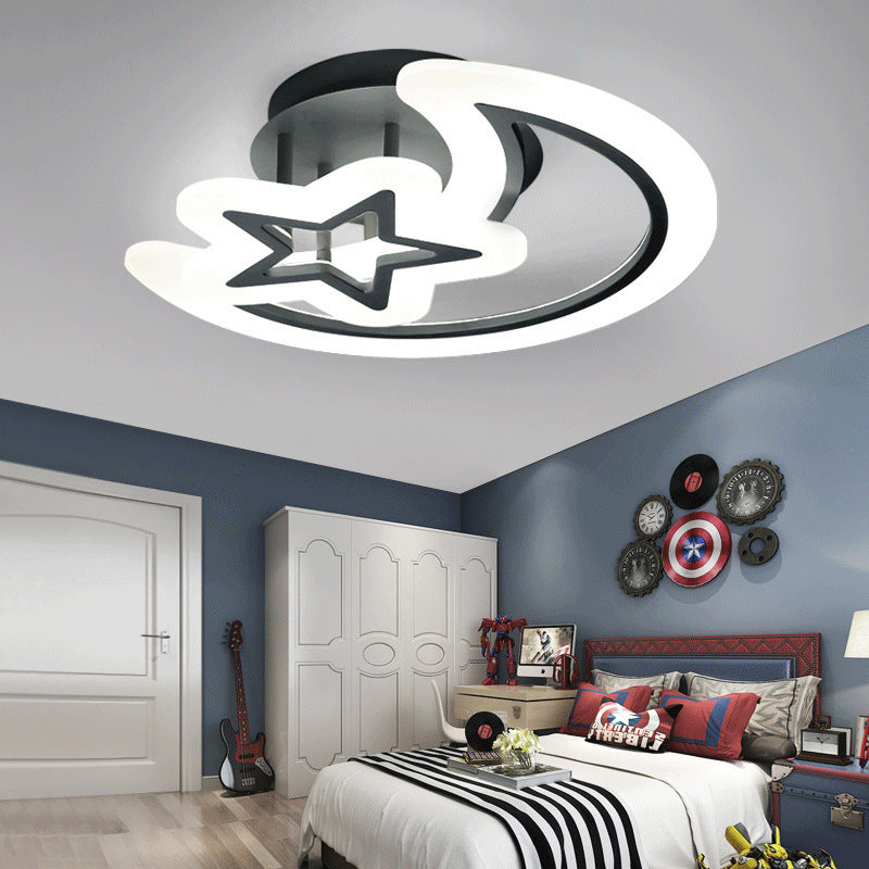 LED lustr s diaľkovým ovládačom LUNA A HVIEZDA 59 W, 2 svetlá, studená/teplá/neuterálna farba svetla, stmívateľný, čierny, imaginea 6