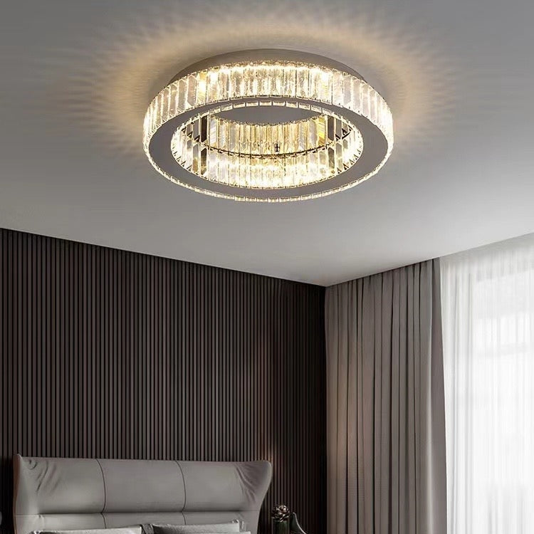 Lustra LED cu telecomanda si cristal VERTUS 18W, 29cm, Cerc, lumina Rece/Calda/Neutra, Dimabila, Crom, imaginea 1