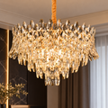 Candelabru Cristal MONARCH Magno 12xE14, Diametru 60cm, Inaltime 40cm, Auriu Lucios, Inaltime Reglabila, Design Elegant