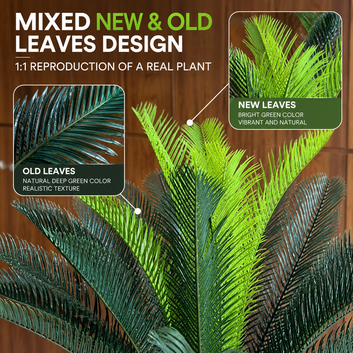Decorațiune Palmier, Plastic, 18 frunze, 95 cm, Verde