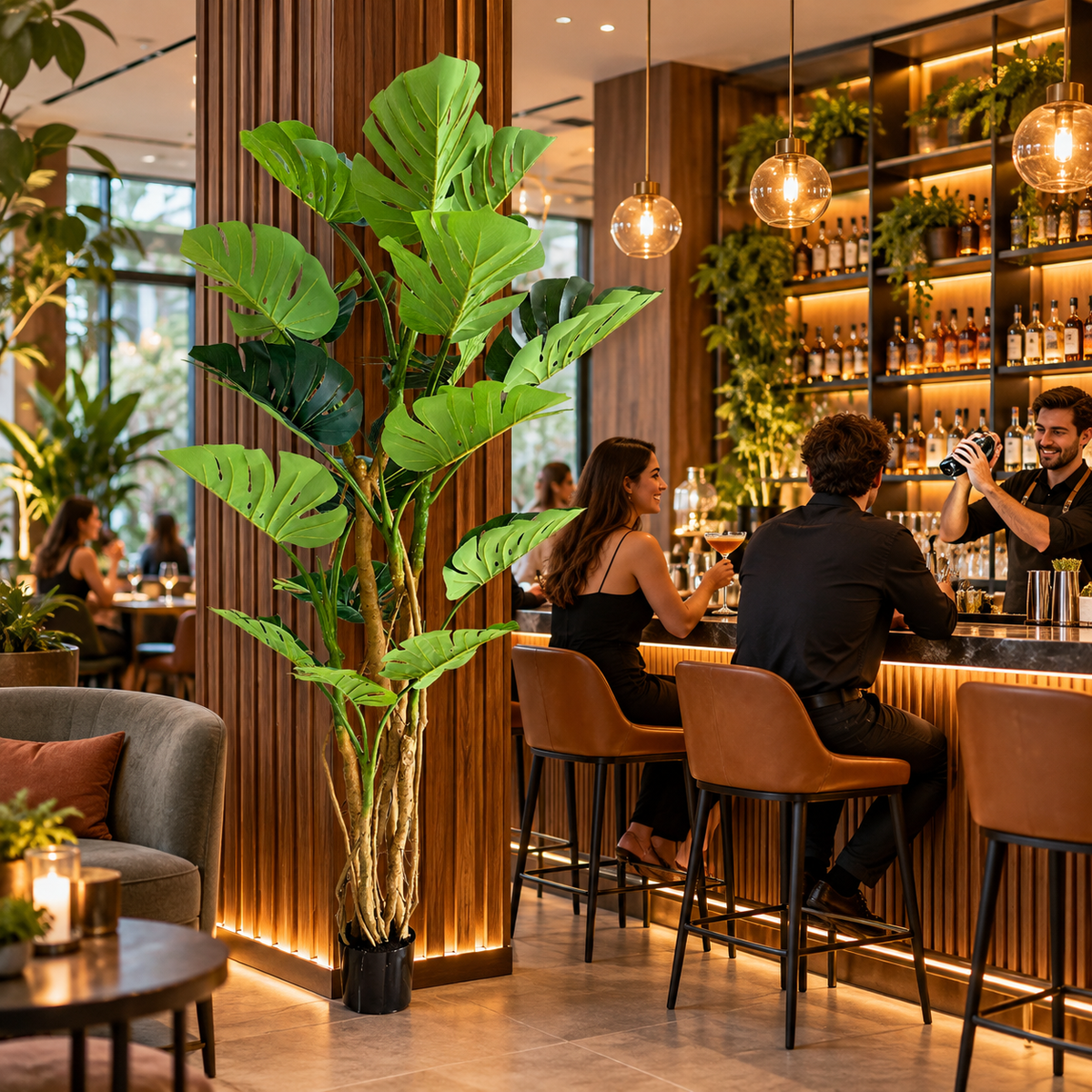 Decorațiune Monstera Deliciosa, Plastic, 220 cm, Verde