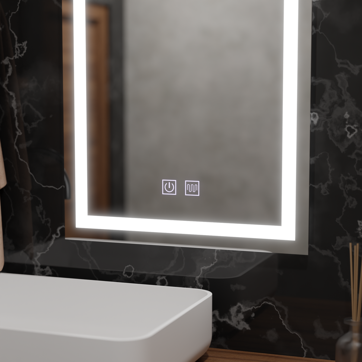 Oglinda LED Rectangulara, 60x80cm, RADIANTE Touch, Lumina Rece, Sistem Dezaburire, Dimabila, imaginea 3