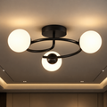 Lustra LED si cristal ORBIT, 66cm, 3xE27, Globuri, Negru