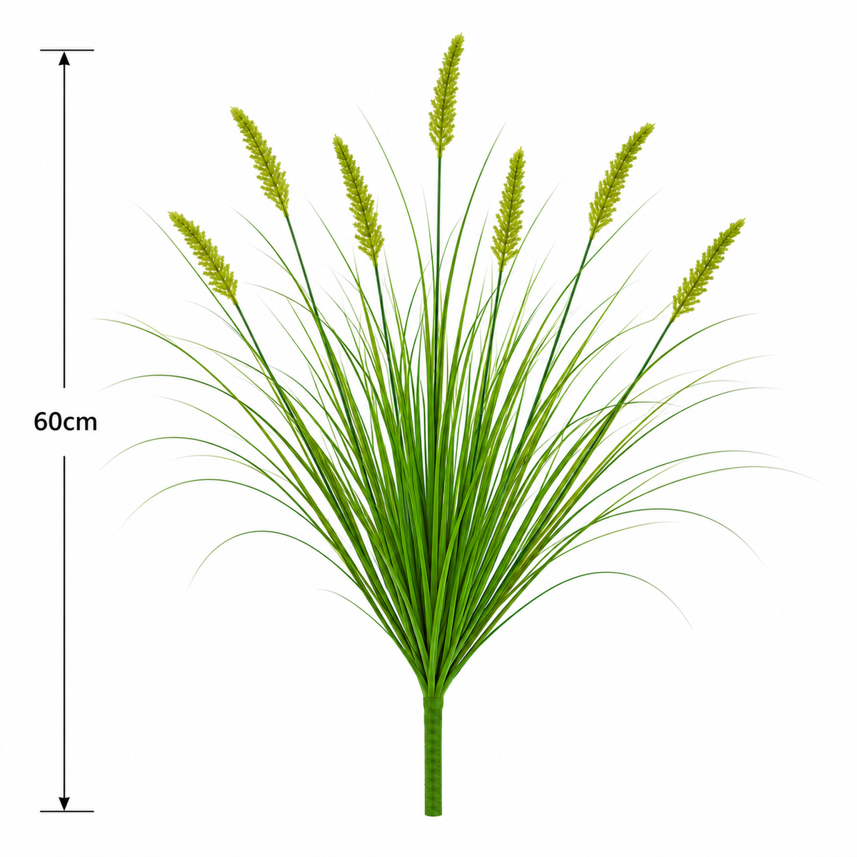 Planta Artificiala Iarba Ornamentala Tip Coada Vulpii, 60 cm, cu 7 Spice, Verde, Fara Ghiveci