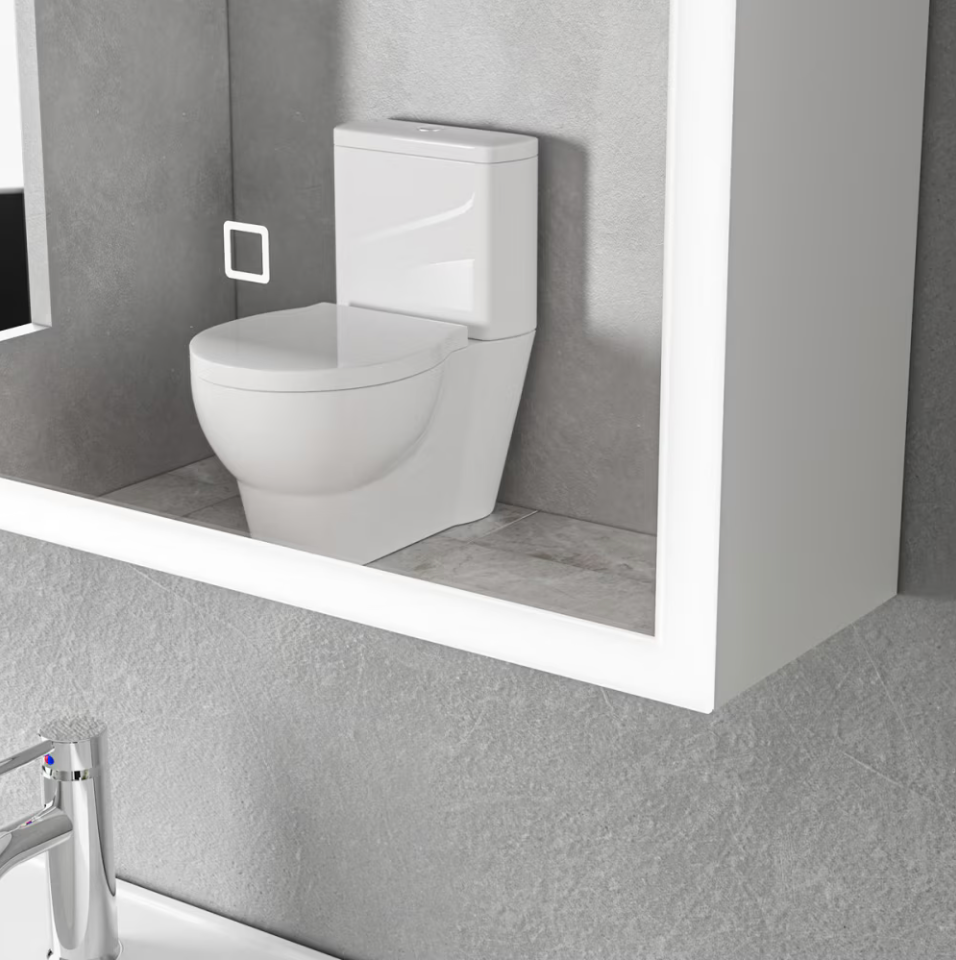 Oglinda LED cu Dulap MODA 80x70 cm Alb Iluminare Perimetrala si Senzor Touch, imaginea 4
