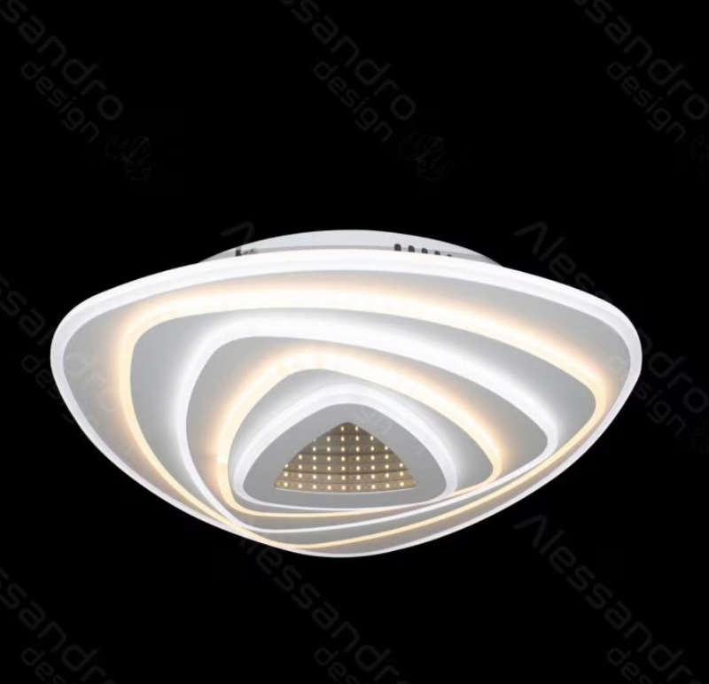 Lustra LED cu Telecomanda 3D MUKE, Diametru 80cm 150W, Dimabila, Alb