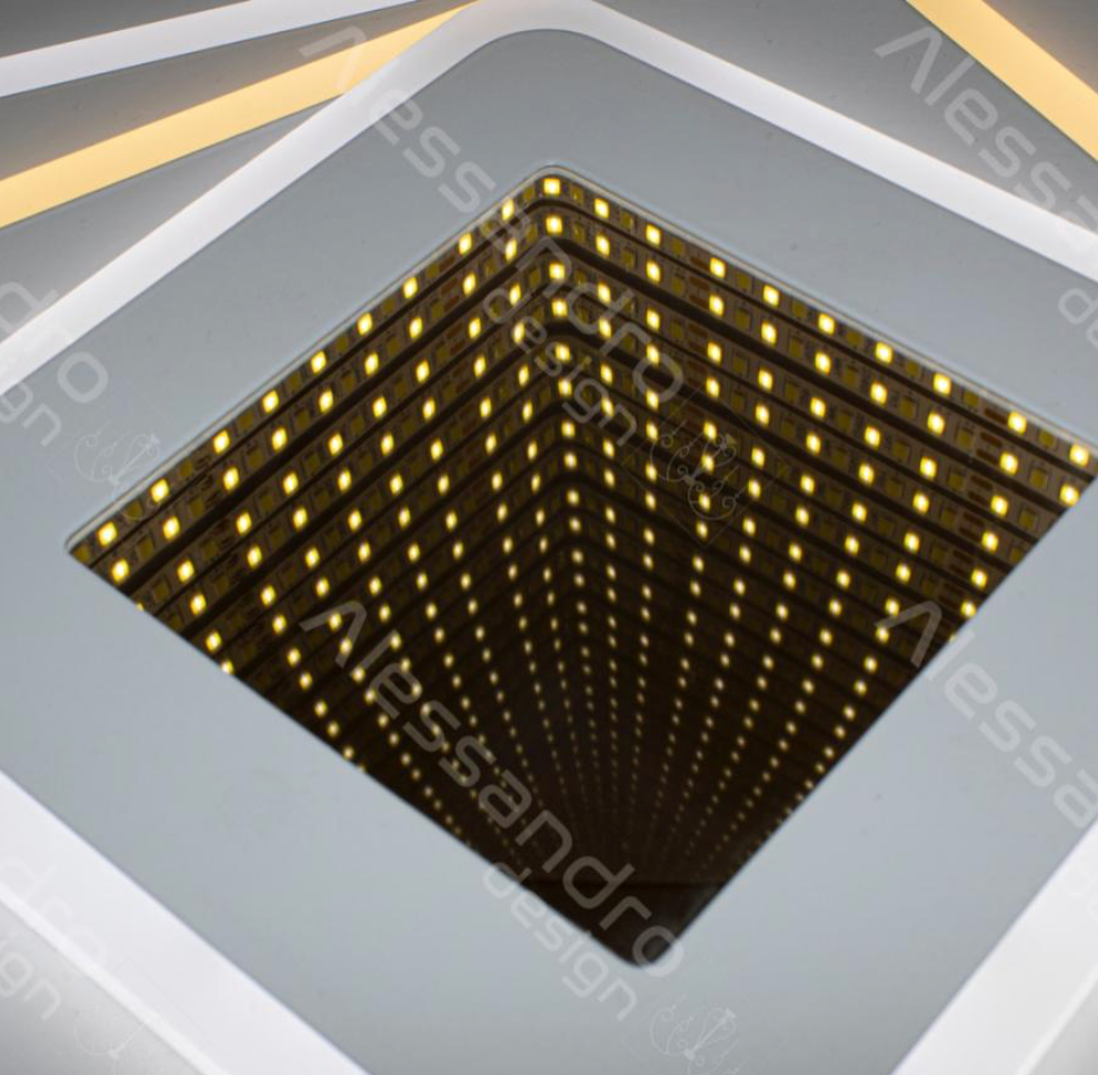 Lustra LED cu Telecomanda 3D MUKE, Diametru 80cm 150W, Dimabila, Alb