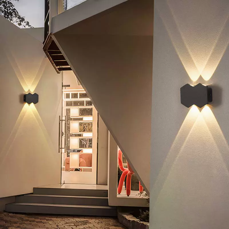 Aplica LED AX231, Exterior si Interior, 4 Surse, 10W, Negru, 3000K