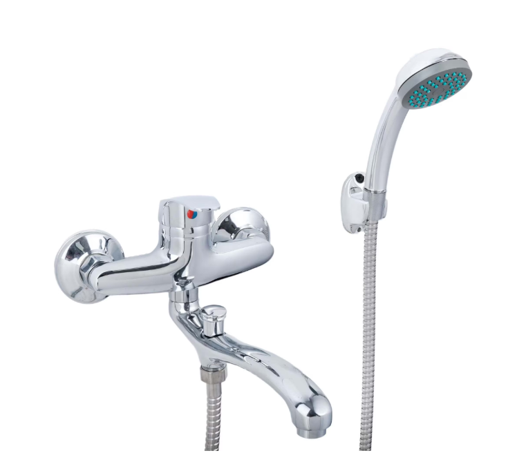 Baterie Cada Crom Lucios - Set Complet cu Pipa Pivotanta de 25cm, Para, Furtun și Excentrice Incluse