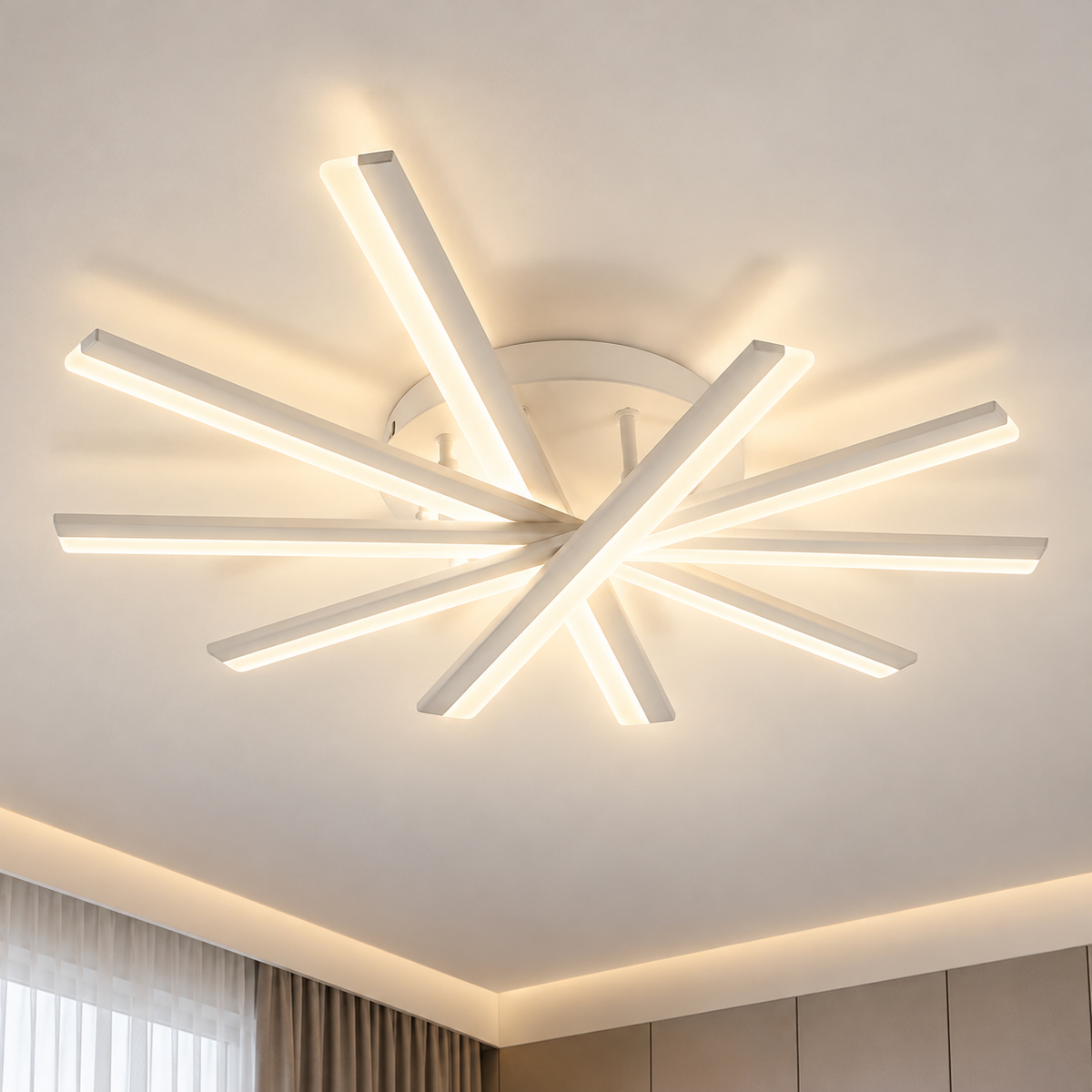Lustra LED cu telecomanda ZOE, 67W, lumina Rece/Calda/Neutra, Dimabila, Alb