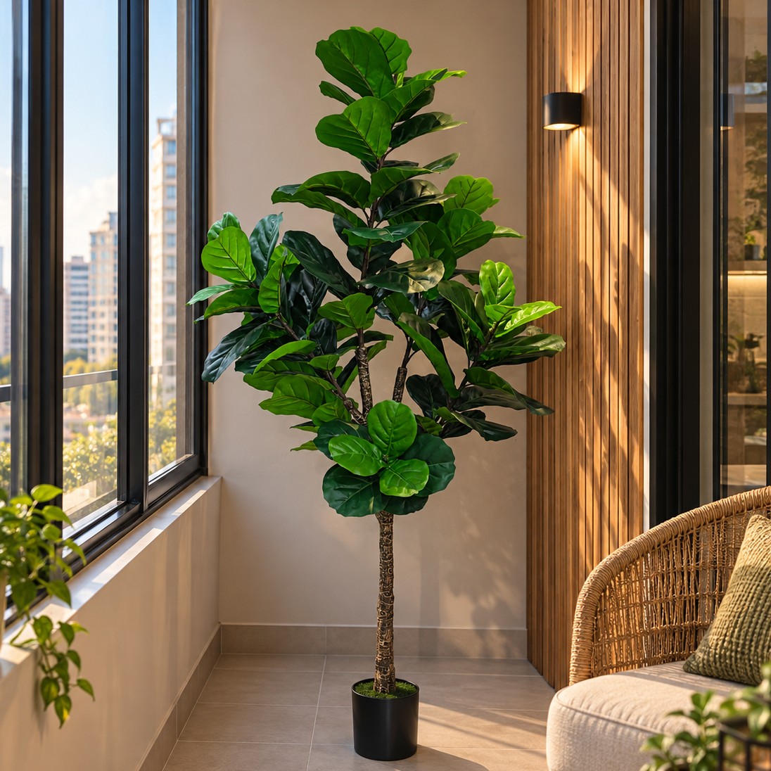 Decorațiune Ficus Lyrata, 180 cm, Verde