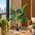 Decorațiune Palmier Livistona Evantai, 10 frunze, Plastic, 160 cm, Verde