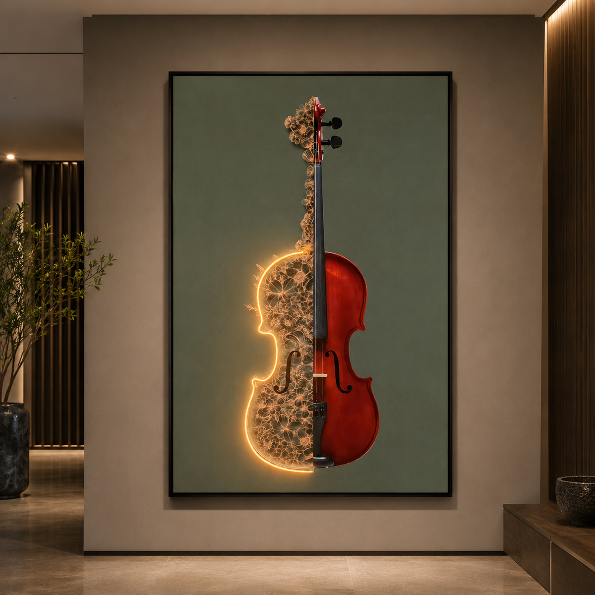 Tablou Sticla cu iluminare LED Ocrotire Materna, 60 x 80 cm, 24W, Lumina Neutra, Aliaj de Aluminiu si MDF