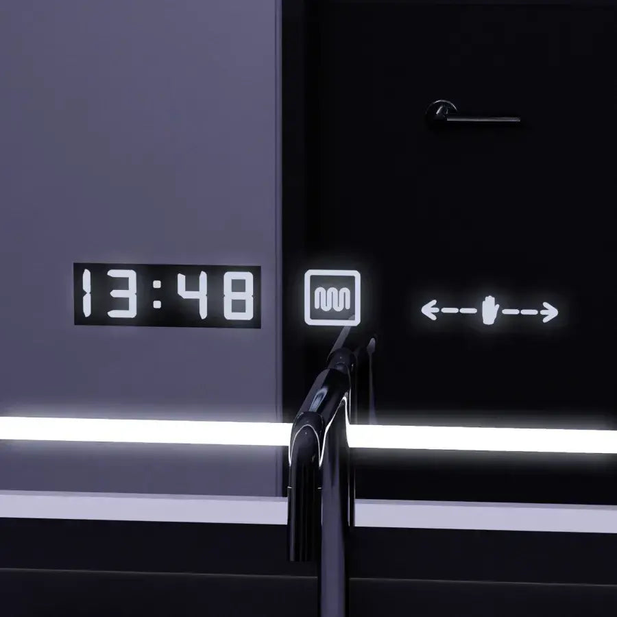 Oglinda LED Rectangulara, 90x60cm, Sole Senzor Marcello, Sistem Dezaburire, Ceas & Termometru, Dimabila