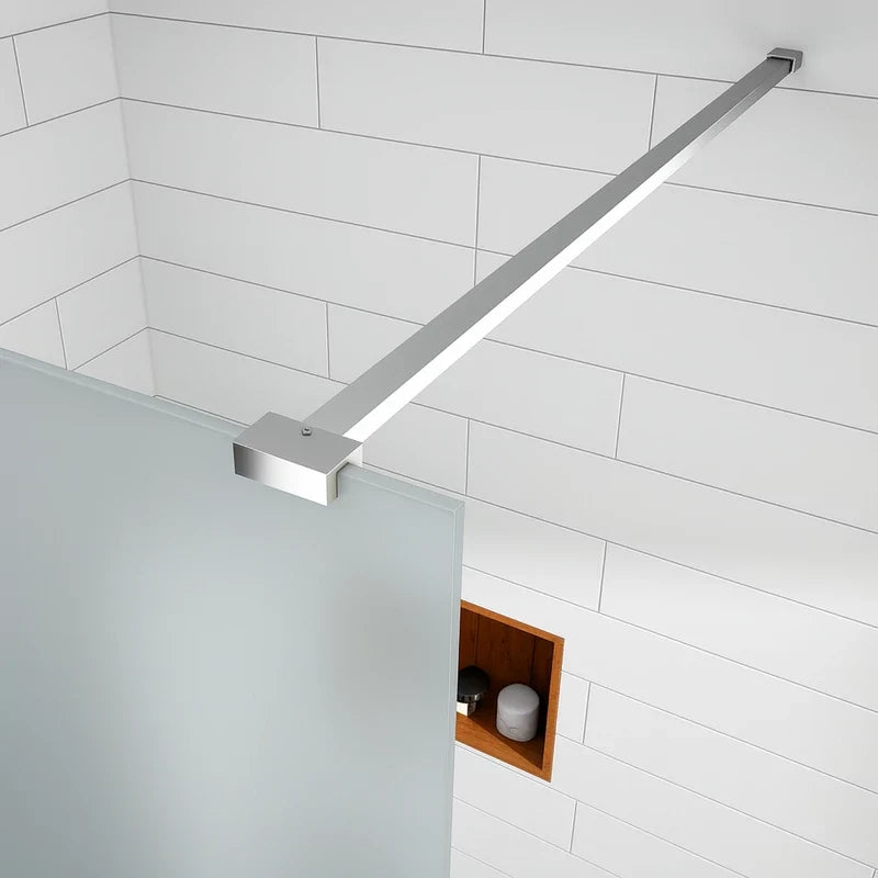 Paravan duș Walk-In 90x195 cm, sticlă securizată 8 mm, satin, profil metalic rezistent