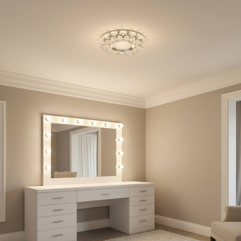 Spot LED ORBITA, 5W, Rotund, Lumina Rece + RGB, Alb, Rasina si Sticla SL303WH