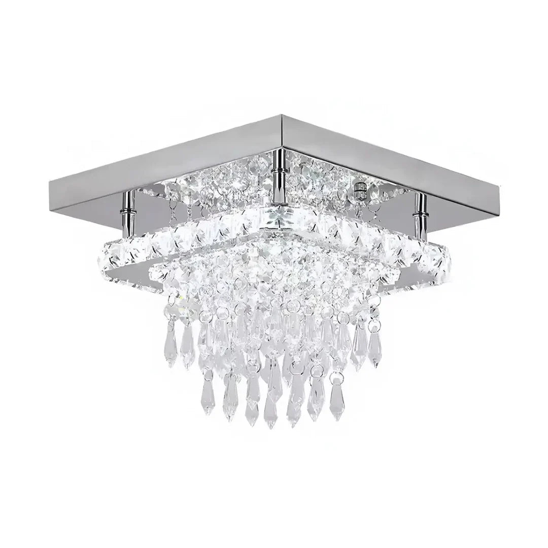 Candelabru LED Alberico Patrat, 17W, Lumina Rece/Calda/Neutra, Cristal, Crom Lucios