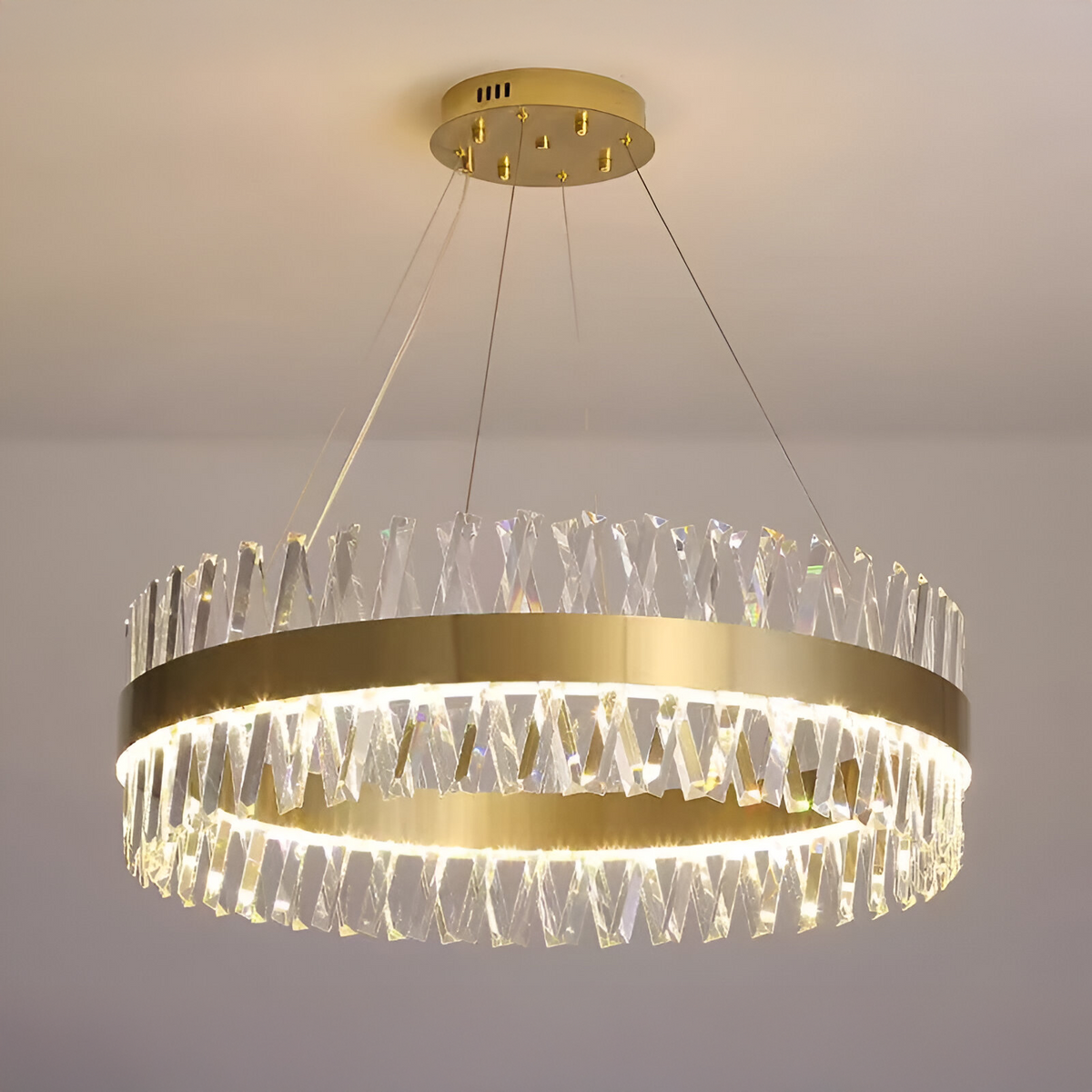 Candelabru LED CASERTA Nobile cu Telecomandă, 41W, Dimabil, Diametru 40cm, Auriu
