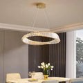 Lustra LED cu telecomanda si cristal LUIGI, 57W, lumina Rece/Calda/Neutra, Dimabila, Auriu